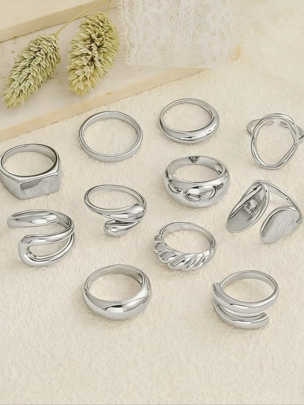 White Gold Stackable Ring Set - Picture 6 of 6